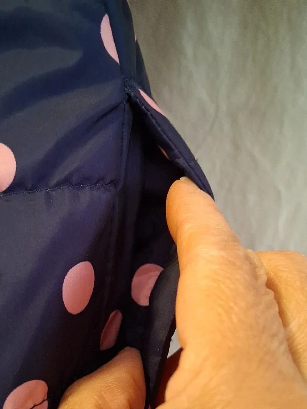 Navy & Pink Polka Dot Puffer Rainy Jacket